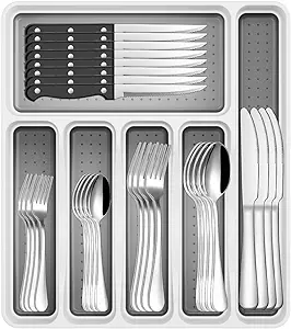 49-piece stainless steel silverware set with cutlery storage box